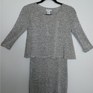 Gray Knit Dress with 3/4 Sleeves